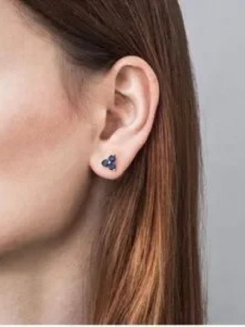 14k Gold Plated Blue CZ Stud Earrings - Picture 3 of 3
